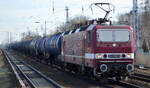 DeltaRail GmbH, Frankfurt (Oder) mit  243 650-9  [NVR-Nummer: 91 80 6143 650-0 D-DELTA] und Kesselwagenzug am 02.03.22 Berlin-Hirschgarten.